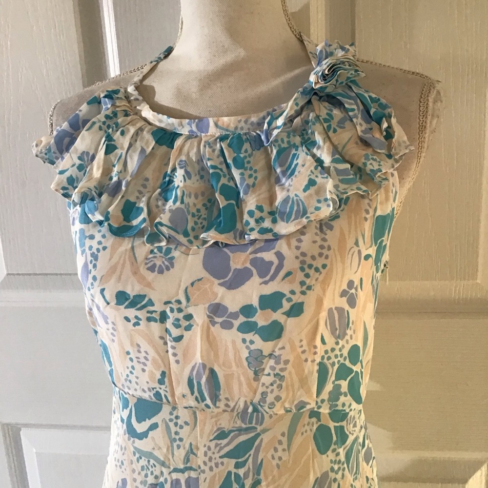RIXO Light Blue Floral Halter Slip Dress - Picture 4 of 8